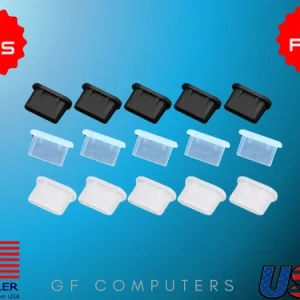 5 pcs Anti Dust Plug USB Type-C Silicone Cover Charging Port Black Clear White